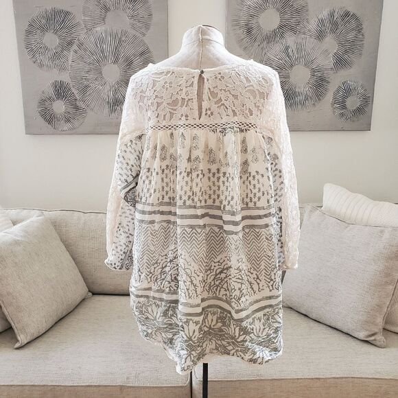 🌹 FREE PEOPLE 🌹 Sun Daze Lace Detail Minidress - [Large, Ivory/Green] - Picture 9 of 15